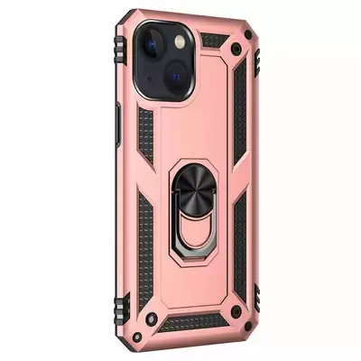 Microsonic Apple iPhone 15 Plus Kılıf Military Ring Holder Rose Gold