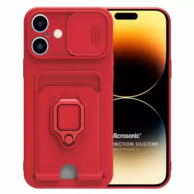 Microsonic Apple iPhone 16 Kılıf Multifunction Silicone Kırmızı