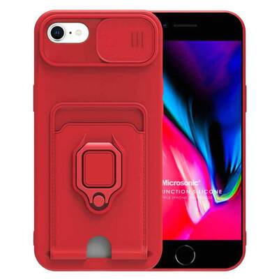 Microsonic Apple iPhone SE 2022 Kılıf Multifunction Silicone Kırmızı