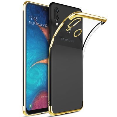 Microsonic Samsung Galaxy A20 Kılıf Skyfall Transparent Clear Gold