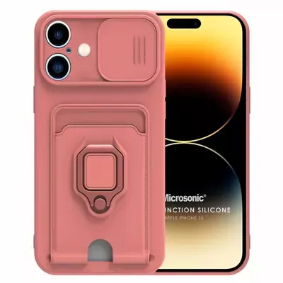 Microsonic Apple iPhone 16 Plus Kılıf Multifunction Silicone Pembe