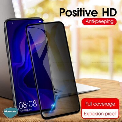 Microsonic Huawei Honor 9X Invisible Privacy Kavisli Ekran Koruyucu Siyah