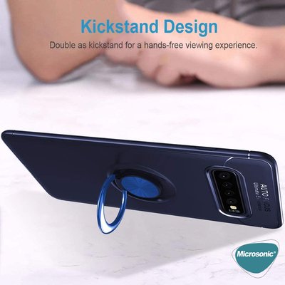 Microsonic Samsung Galaxy S10 Kılıf Kickstand Ring Holder Siyah