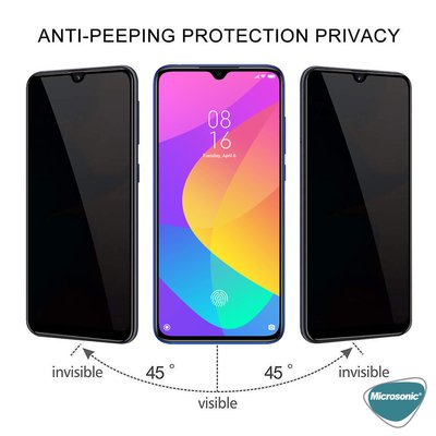 Microsonic Xiaomi Mi 9 Lite Invisible Privacy Kavisli Ekran Koruyucu Siyah