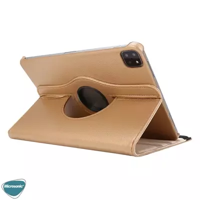 Microsonic Apple iPad Pro 11'' 2020 2.Nesil Kılıf, (A2228-A2068-A2230) 360 Rotating Stand Deri Gold