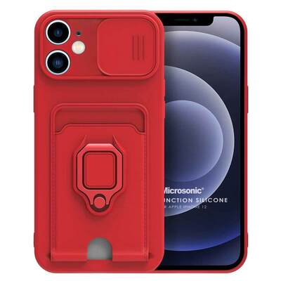 Microsonic Apple iPhone 12 Kılıf Multifunction Silicone Kırmızı