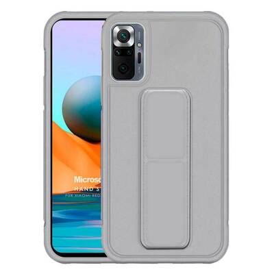 Microsonic Xiaomi Redmi Note 10 Pro Kılıf Hand Strap Gri