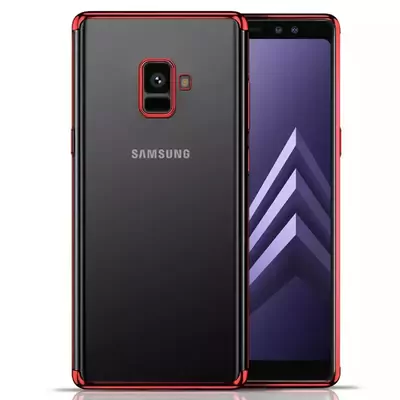 Microsonic Samsung Galaxy A8 2018 Kılıf Skyfall Transparent Clear Kırmızı