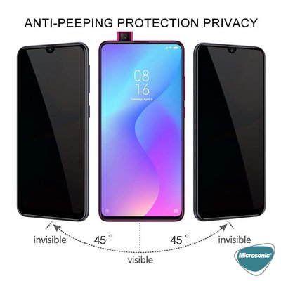 Microsonic Xiaomi Redmi K20 Invisible Privacy Kavisli Ekran Koruyucu Siyah