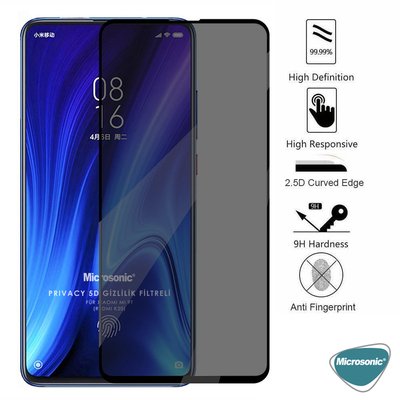 Microsonic Xiaomi Redmi K20 Invisible Privacy Kavisli Ekran Koruyucu Siyah