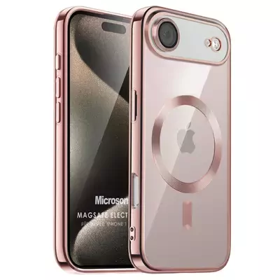 Microsonic Apple iPhone 17 Air Kılıf MagSafe Luxury Electroplate Rose Gold