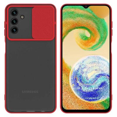 Microsonic Samsung Galaxy A04S Kılıf Slide Camera Lens Protection Kırmızı