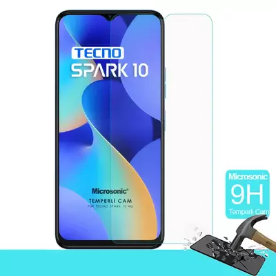 Microsonic TECNO Spark 10 4G Tempered Glass Cam Ekran Koruyucu