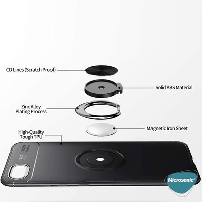 Microsonic Huawei Y5 2018 Kılıf Kickstand Ring Holder Kırmızı