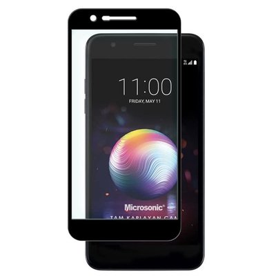 Microsonic LG K30 Kavisli Temperli Cam Ekran Koruyucu Film Siyah