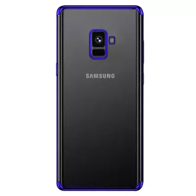 Microsonic Samsung Galaxy A8 2018 Kılıf Skyfall Transparent Clear Mavi