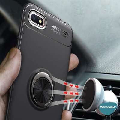 Microsonic Huawei Y5 2018 Kılıf Kickstand Ring Holder Lacivert