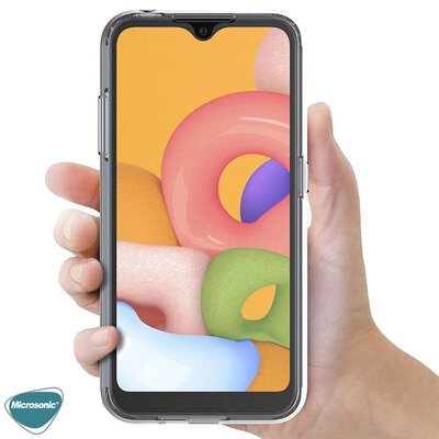 Microsonic Samsung Galaxy A01 Kılıf Komple Gövde Koruyucu Silikon Şeffaf