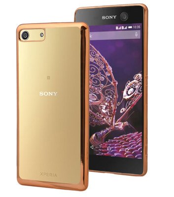 Microsonic Sony Xperia M5 Kılıf Skyfall Transparent Clear Gold