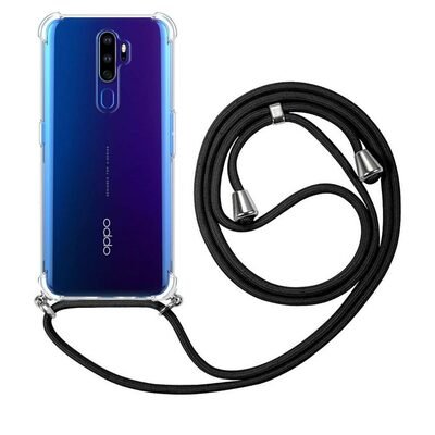 Microsonic Oppo A9 2020 Kılıf Neck Lanyard Siyah