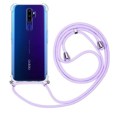 Microsonic Oppo A9 2020 Kılıf Neck Lanyard Lila