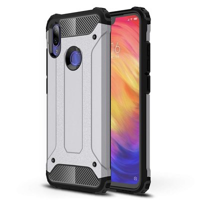 Microsonic Xiaomi Redmi Note 7 Pro Kılıf Rugged Armor Gümüş