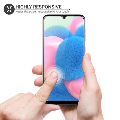 Microsonic Samsung Galaxy A30S Kavisli Temperli Cam Ekran Koruyucu Film Siyah