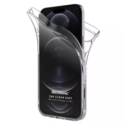 Microsonic Apple iPhone 16 Pro Kılıf 6 Tarafı Tam Full Koruma 360 Clear Soft Şeffaf