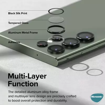 Microsonic Samsung Galaxy S23 Ultra Tekli Kamera Lens Koruma Camı Yeşil