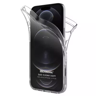 Microsonic Apple iPhone 16 Plus Kılıf 6 Tarafı Tam Full Koruma 360 Clear Soft Şeffaf