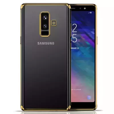 Microsonic Samsung Galaxy A6 Plus 2018 Kılıf Skyfall Transparent Clear Gold