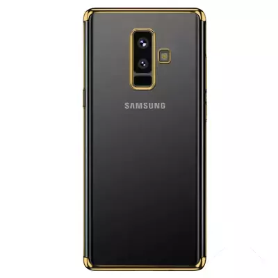 Microsonic Samsung Galaxy A6 Plus 2018 Kılıf Skyfall Transparent Clear Gold