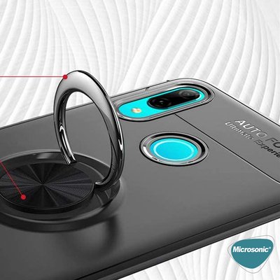 Microsonic Huawei Y7 Prime 2019 Kılıf Kickstand Ring Holder Kırmızı