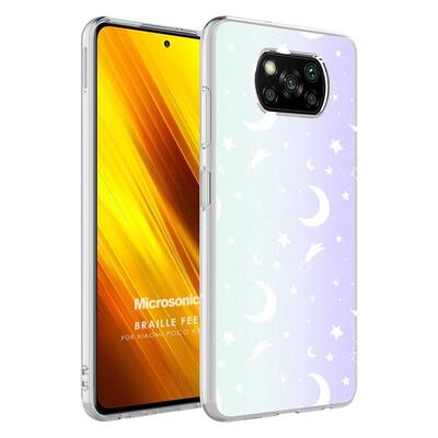 Microsonic Xiaomi Poco X3 Pro Braille Feel Desenli Kılıf Moon