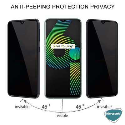 Microsonic Realme 6i Invisible Privacy Kavisli Ekran Koruyucu Siyah