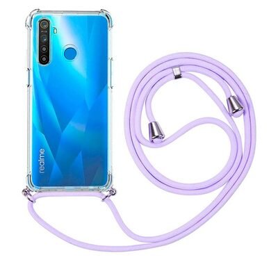 Microsonic Realme 5i Kılıf Neck Lanyard Lila