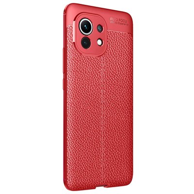 Microsonic Xiaomi Mi 11 Kılıf Deri Dokulu Silikon Kırmızı