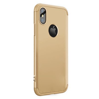 Microsonic Apple iPhone X Kılıf Double Dip 360 Protective AYS Gold