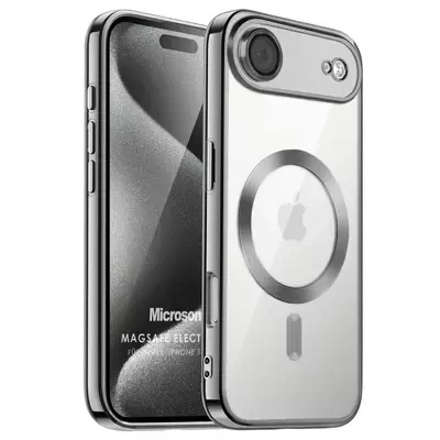 Microsonic Apple iPhone 17 Air Kılıf MagSafe Luxury Electroplate Koyu Gri