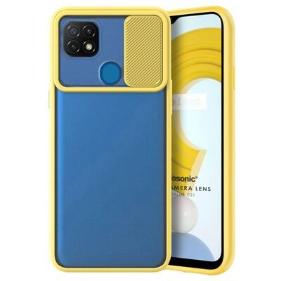 Microsonic Realme C21 Kılıf Slide Camera Lens Protection Sarı