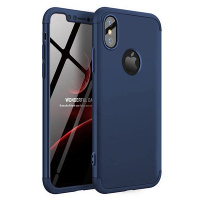 Microsonic Apple iPhone X Kılıf Double Dip 360 Protective AYS Lacivert