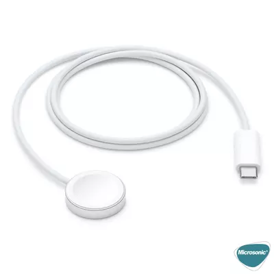 Microsonic Apple Watch Series 11 46mm Masaüstü Manyetik Hızlı Şarj Aygıtı - Type-C Kablosu Beyaz