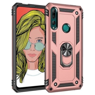 Microsonic Huawei Y9 Prime 2019 Kılıf Military Ring Holder Rose Gold