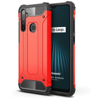 Microsonic Realme 6i Kılıf Rugged Armor Kırmızı