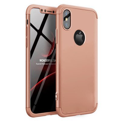 Microsonic Apple iPhone X Kılıf Double Dip 360 Protective AYS Rose Gold