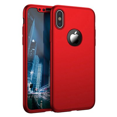 Microsonic iPhone X Full Kılıf Komple Gövde Koruma Kırmızı