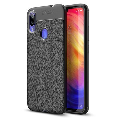 Microsonic Xiaomi Redmi Note 7 Pro Kılıf Deri Dokulu Silikon Siyah