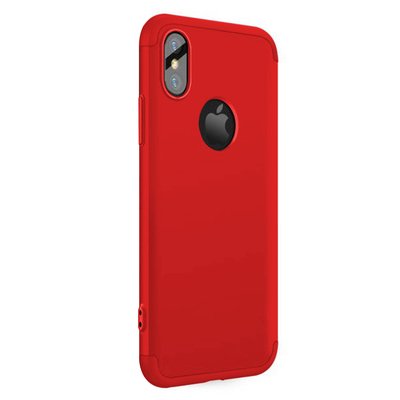 Microsonic Apple iPhone X Kılıf Double Dip 360 Protective AYS Kırmızı