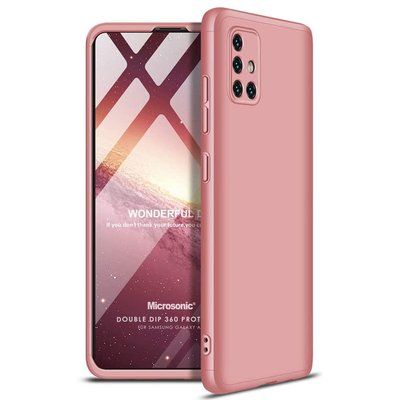 Microsonic Samsung Galaxy A71 Kılıf Double Dip 360 Protective AYS Rose Gold