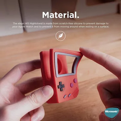 Microsonic Apple Watch 11 46mm Masaüstü Şarj Standı Gameboy Kırmızı